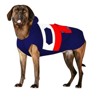 NEW Nautica Red, White & Blue Colorblock Pet Dog Hoodie Coat Size XL